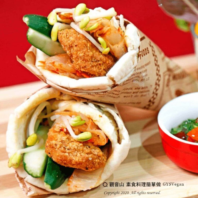 手作輕食?韓式泡菜素辣G捲餅(全素)｜觀音山蔬食館｜龍德上師